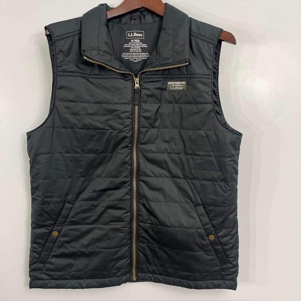 LL Bean Mountain Classic Puffer Vest Mens Medium Black Water Resistant Insulated
